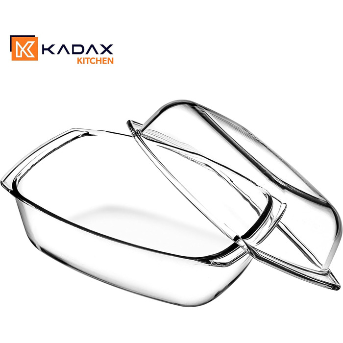 Форма для запікання KADAX 7л зі склокераміки - прямокутна, для лазаньї, овочевих запіканок, м'ясних страв, жароміцна, придатна для миття в посудомийній машині, прозора