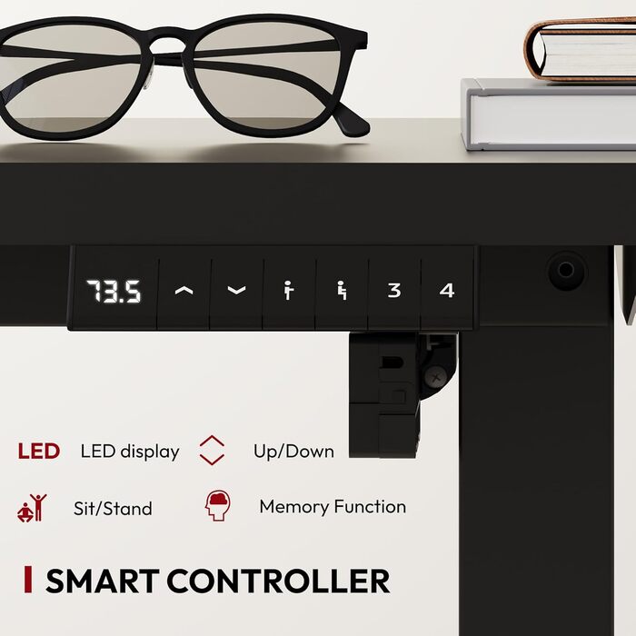 SANODESK Electric Standing Desk with Memory - 120x60cm White & Black