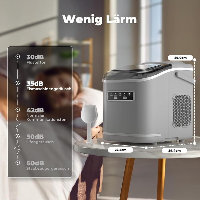 Машина для приготування льоду Ice Maker: 9 кубиків за 6-8 хвилин, 12 кг на добу, самоочищення, сірий колір. Ідеально для кухні, офісу, бару та вечірки