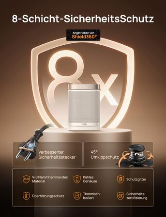 Електрична керамічна теплова гармата DREO 318, 1500 Вт з термостатом, захистом від перегріву та нахилу, таймером та дитячим замком