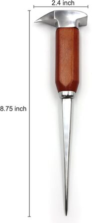 Stainless steel ice pick, ice pick for breaking ice, ice pick with wooden handle, ice pick for kitchens, bars, bartenders, best ice carving tools (long)
