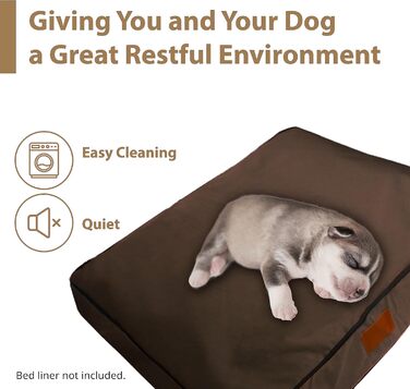 Ортопедичне ліжко для собак Ellie-Bo з Memory Foam, чорне, вологостійке, для клітки 76 см, розмір M (M - 71 x 48 x 6 см), коричневе, вологостійке