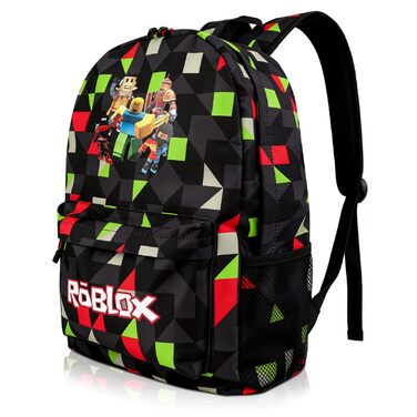 Дитячий рюкзак Yumcute Ro-blx з принтом для підлітків, велика місткість, рюкзак для школи та подорожей, мультяшний дизайн (M)