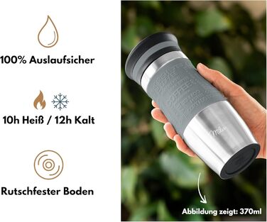Термокружка Milu 370 мл, 450 мл: сталева, подвійні стінки, для кави з собою, не протікає, автокружка, термокружка, travel mug (сірий)