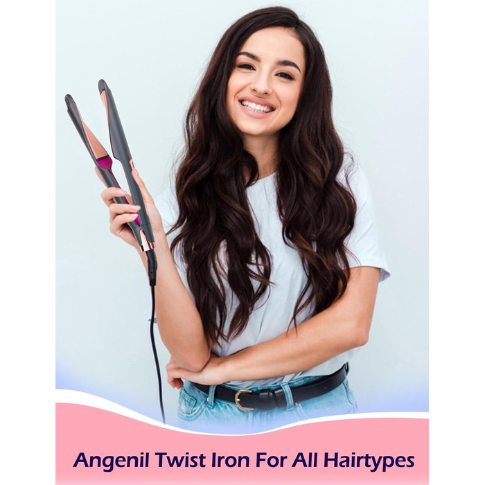 Випрямляч для волосся ANGENIL Pro Twist 2-в-1 (випрямляч та плойка) з LCD дисплеєм, регулюванням температури 130-230°C, сірий
