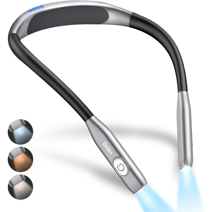 Настільна лампа Gritin для читання з регулюванням яскравості, 3 колірні температури, акумулятор 80 годин, ергономічна шийна лампа для читання в ліжку, рукоділля, ремонт