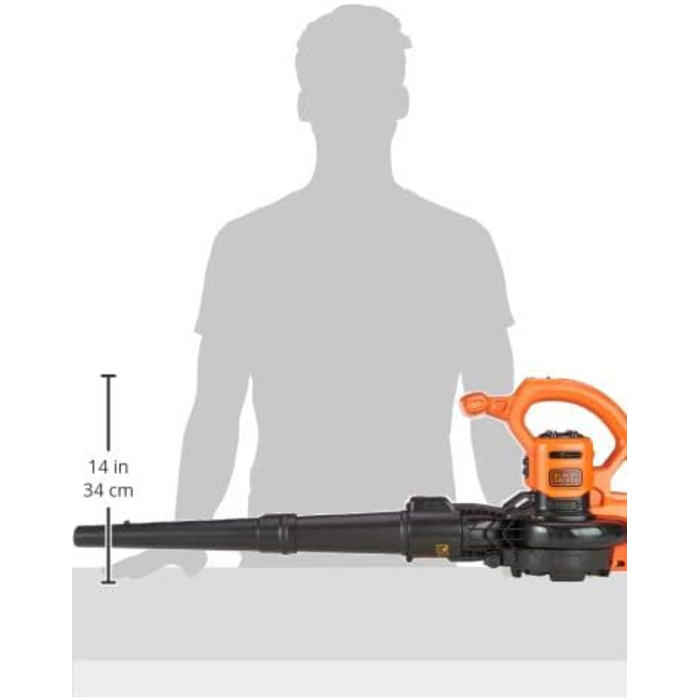 Black+Decker 3-in-1 Electric Leaf Blower / Leaf Vac BEBLV260 (2.600 Watt, with Shredder, high blowing speed of 315 km/h, 40l collection bag and carrying strap, for patios, paths, driveways)