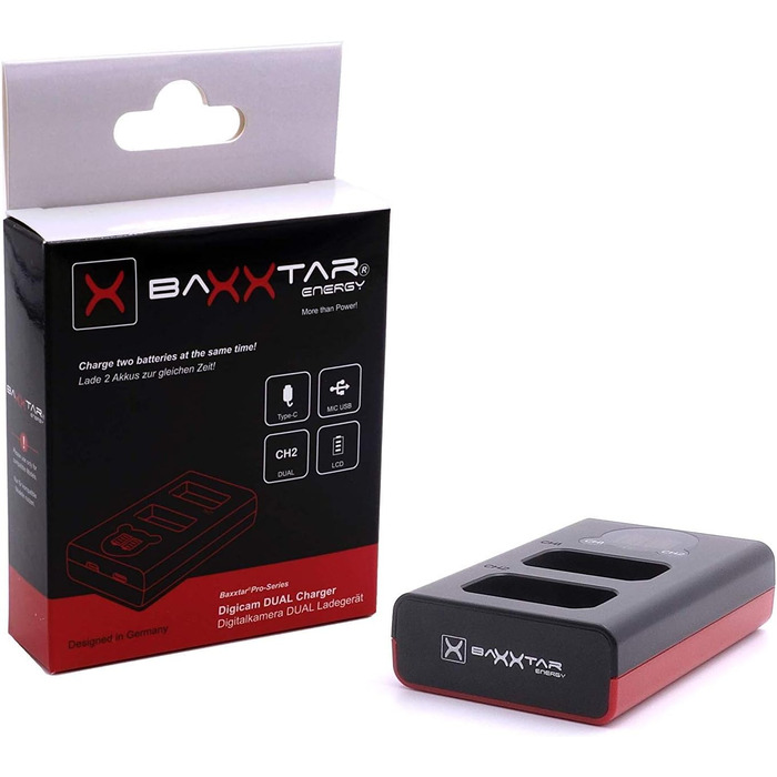 Акумулятор Baxxtar NP-FZ100 2600mAh + Двоканальний зарядний пристрій USB-C для Sony Alpha 6600/6700/7 III/IV/7R III-V/7S III/7C/A9/FX3/FX30/ZV-E1 - Комплект