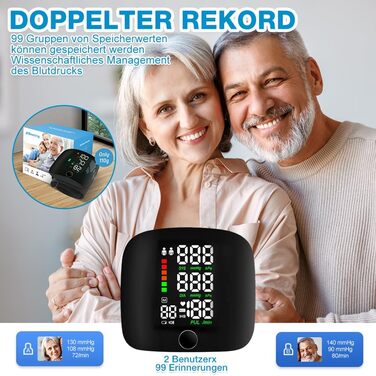 Тонометр на зап'ясті ADDLIVE Digital - точний вимір артеріального тиску з LCD-дисплеєм та пам'яттю на 99 показників, автоматичне озвучування (німецька мова)