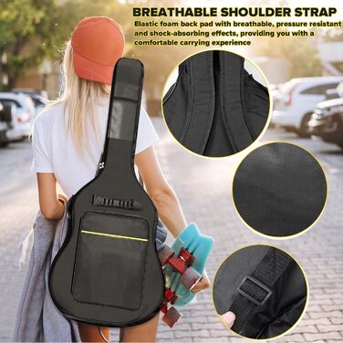 Чохол для гітари 41 дюйм, велика місткість, водонепроникний, потовщений, стійкий до розривів, підходить для гітар 39, 40, 41 дюймів