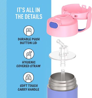 Термос FUNTAINER 355 мл: дитяча пляшка з нержавіючої сталі з ізоляцією, фіолетовий/рожевий