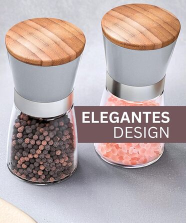 Мельниці для солі та перцю Hannah's Homebrand з керамічним механізмом - міцні для великої солі (2 шт.) Бетонний сірий