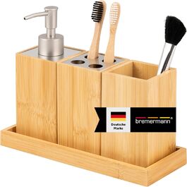 Набір для ванної кімнати Bremermann 4 шт., бамбук, аксесуари для ванної кімнати з полицею