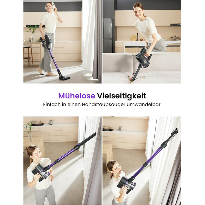 Бездротовий акумуляторний пилосос Vexilar V8PRO 6-в-1: для твердих поверхонь, килимів та шерсті тварин. 35KPa, 45 хв роботи.