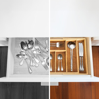 Relaxdays Bamboo Cutlery Box Adjustable XL