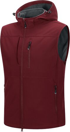 Чоловіча тепла жилетка-софшелл Weste 3XL, темно-червона, водонепроникна, з капюшоном, на блискавці