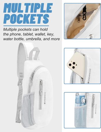 Чоловіча/Жіноча нагрудна сумка-слінг, поясна сумка, водонепроникна, для подорожей, спорту, повсякденного використання, біла