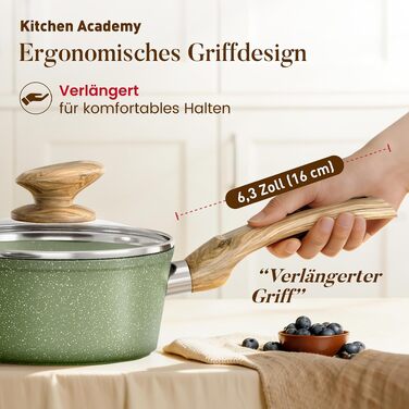Набір гранітних каструль та сковорідок Kitchen Academy для індукційних плит, 30 предметів, зелений