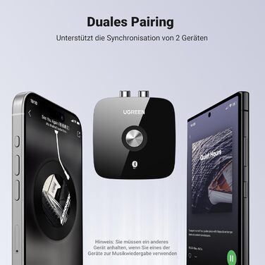 Адаптер Bluetooth 5.3 UGREEN AUX з 3.5mm RCA роз'ємом: Bluetooth приймач для стереосистеми, Hi-Fi ресивера, автомобільного радіо, домашніх колонок, підсилювача (aptX HD)