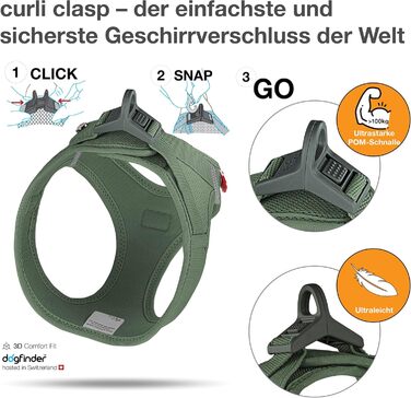 Шлейка для собак curli Clasp Air-Mesh Moss XS - дихаюча сітка, мох