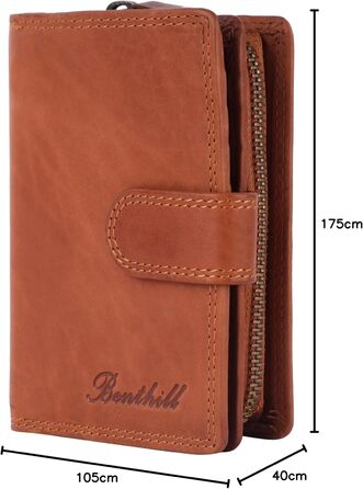 Benthill Wallet Women's Genuine Leather | Small Cardholder with RFID Protection | Wallet with 8 Card Slots & Coin Pocket | Genuine Leather Vintage Women's Wallet incl. Gift Box, Color: Brown