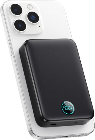 Powerbank MagSafe 10800mAh з LED дисплеєм: швидка зарядка 25W PD, USB-C, для iPhone 16/15/14/13/12, чорний