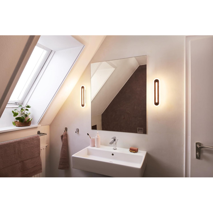 LEDVANCE Smart LED Bathroom Light white, 1200LM, 3000-6500K, 300mm x 70mm, IP44, Orbis Bath Wall Light, bathroom light with Wifi technology, dimmable, controllable via app and voice assistants