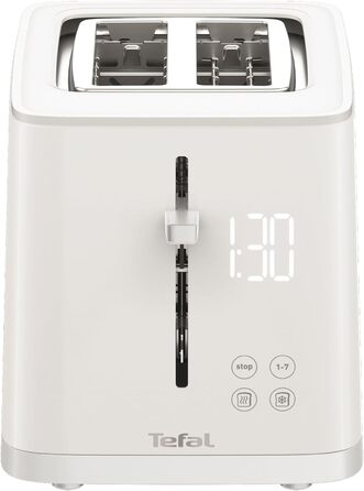 Tefal TT6931 Sense Toaster | 7 Browning Levels | Digital Display | Countdown Timer | Reheat/Defrost | Crumb Tray | Stop Button | White Single