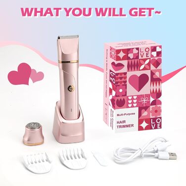 Електричний жіночий тример 2-в-1 Intimrasierer: для бікіні-зони та під пазухи, з видатними керамічними лезами, водонепроникний IPX7 (червоний)