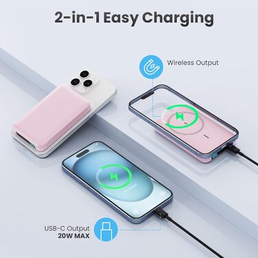 Power Bank HETP 10800mAh з бездротовою зарядкою MagSafe (рожевий)