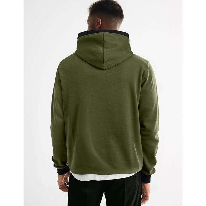 Світшот JMIERR чоловічий з капюшоном, теплий, з кишенею, бавовна, колір зелений