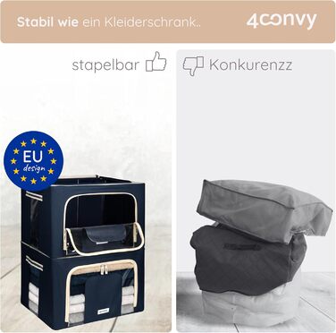 Sturdy Foldable Clothes Storage Box with Zipper, Metal Frame - [2024 IMPROVED MATERIAL] Bedding Storage Bag - Sturdy Clothes Storage Box - 2x66L
