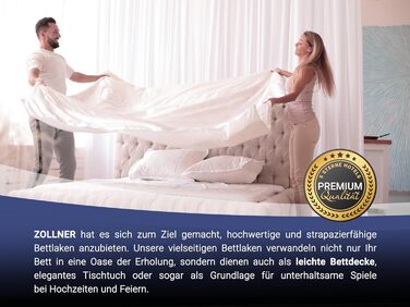 ZOLLNER 2-Piece Set of Sheets or Duvet Covers for Summer - Hotel Quality - Cotton - 240x290 cm in White - Without Elastic