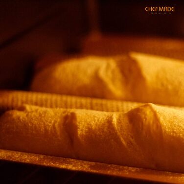 CHEFMADE Перфорована форма для багета 38 см, 3-х секційна, антипригарна, для французького хліба, шампань-золото, для духовки