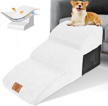2-Step Dog Stairs, 40cm Cat Stairs with Washable Cover, Dog Stairs for Small Dogs, Pet Stairs for Dogs and Cats, Cat Stairs for Senior Cats, Black (3-Step Wider Dog Stairs)