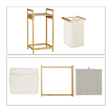 Relaxdays Bamboo Laundry Basket, Extendable