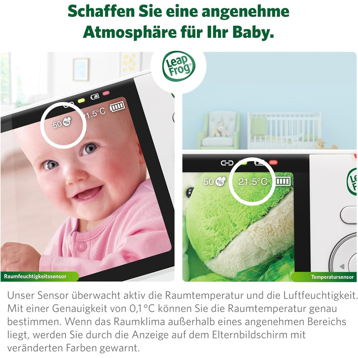 Відеоняня LeapFrog LF2513 без Wi-Fi, IPS LCD екран 2.8 дюйма, поворот та нахил, нічне бачення, 300 метрів, датчик температури, до 12 годин роботи, LF2513 2.8' Video (LF815HD 5' Video)