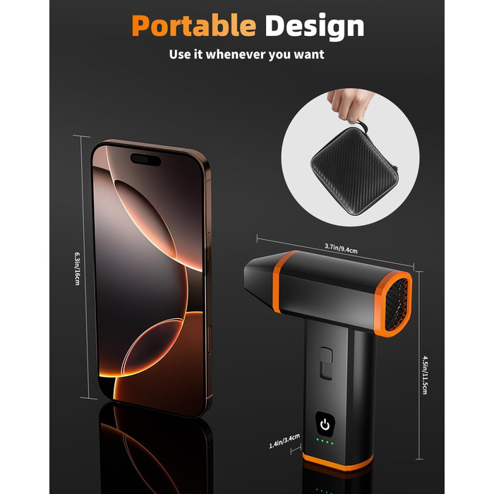 Електричний пилосос для чищення ПК, ноутбука та офісних пристроїв, 130000 об/хв, акумулятор 5000 mAh, портативний, з сумкою