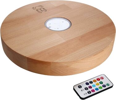 Kaya Shisha Coaster with LED and Remote Control, Water Pipe Accessories (Ø 22cm) (Beech, 30cm)