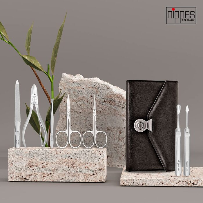 Набір для манікюру Nippes Solingen Locks, 7 предметів, нержавіюча сталь, шкіряний етиуі, Made in Germany