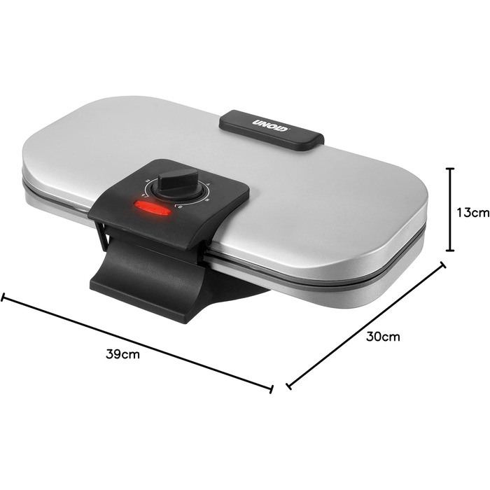 UNOLD 48241 Вафельниця серцеподібна, 1200 Вт, регулювання температури, антипригарне покриття, піддон для тіста, ізольовані ручки