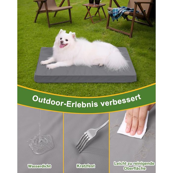 Ортопедичне ліжко для собак великих порід, 119x73 см. Знімний чохол з екошкіри, м'яке лежання, для дому та вулиці (73x45x7 см, сірий)