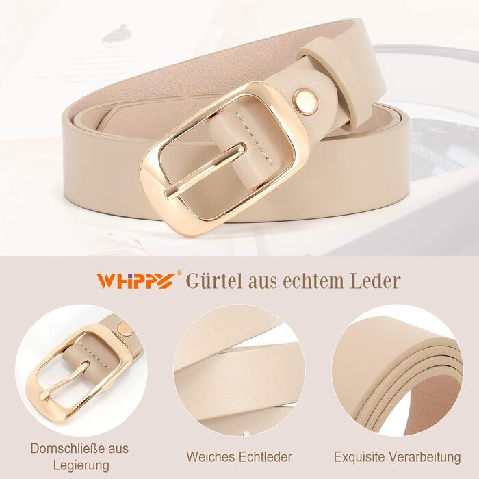 Жіночий шкіряний ремінь WHIPPY великого розміру з міцною пряжкою для джинсів, штанів та суконь