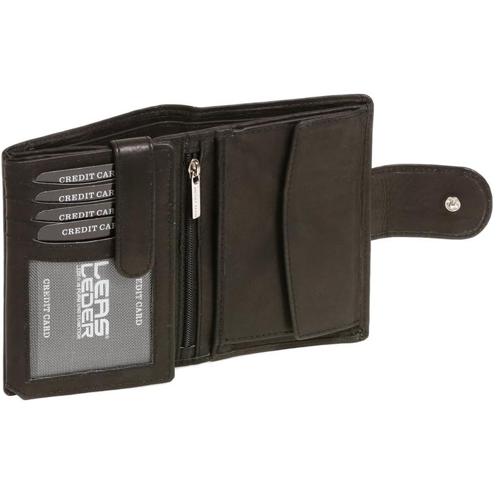 LEAS Women's and Men's Exchange with Outer Strap in Portrait Format, Genuine Leather, Black Special Edition