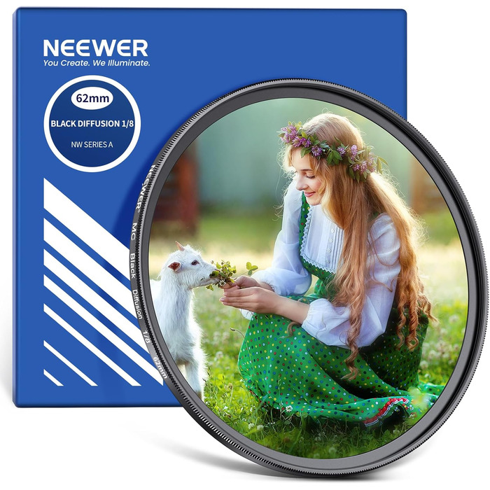 Фільтр NEEWER Black Diffusion 62mm для відеозйомки та портретів – м'який ефект, захисне покриття