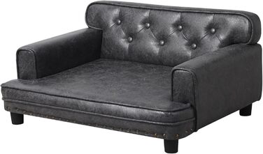 Софа для собак та котів, невелика, з велюру, сіра. Стабільний дерев'яний каркас. Софа-ліжко для маленьких собак та котів