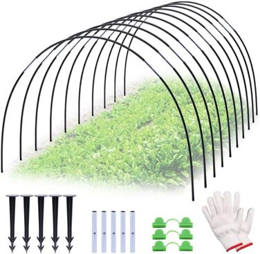 Neegool Plant Tunnels Arches, 50 PCS Raised Bed Arches, Greenhouse Arch with 6mm Plastic Wrapped, DIY Greenhouse Hoop, Cold Frame Tunnel.