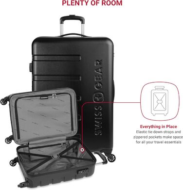 Чемодан SwissGear 7366 з жорстким корпусом та розширюваною конструкцією, з колесами (2 шт., 19/27 дюймів, чорний)