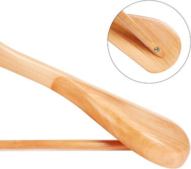 Набір вішалок для одягу SONGMICS, 6 шт., з масиву дерева, широкі плечі, антиковзні, для сорочок, пальто, курток, штанів, костюмів, поворотний гачок 360°, колір: дерево