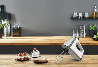 Krups GN9101 3 Mix 9000 Hand Mixer | 750 Watt | Powerful | Speed Control | Turbo Mode | Pulse Function | Ergonomic Handle | Long Cord | Includes Whisk and Dough Hooks | White/Silver 750 Watt Single